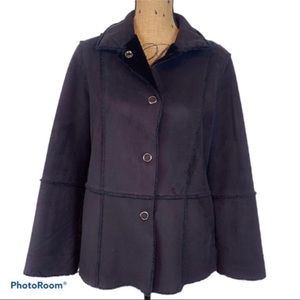 Vintage Sanyo NY black faux suede jacket – Size S.